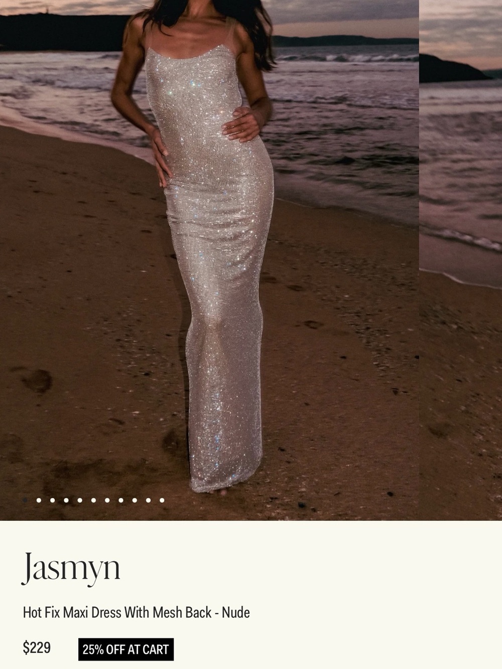 Meshki Jasmyn Nude Sparkle Hot-Fix Maxi Dress